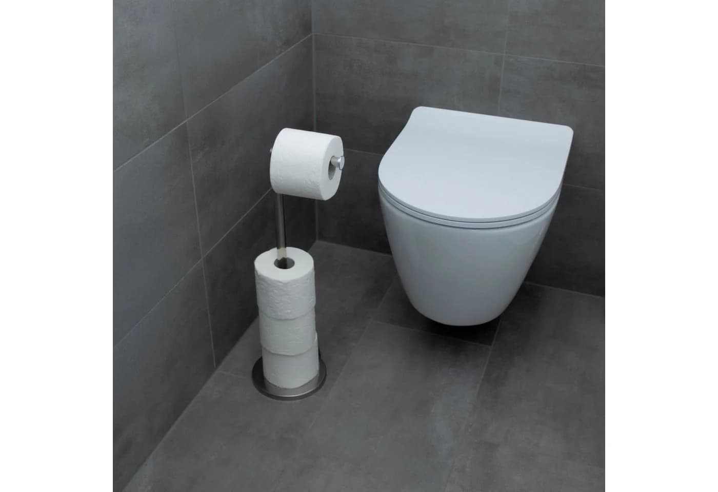 Intirilife Toilettenpapierhalter Freistehend Silber - Bild 5