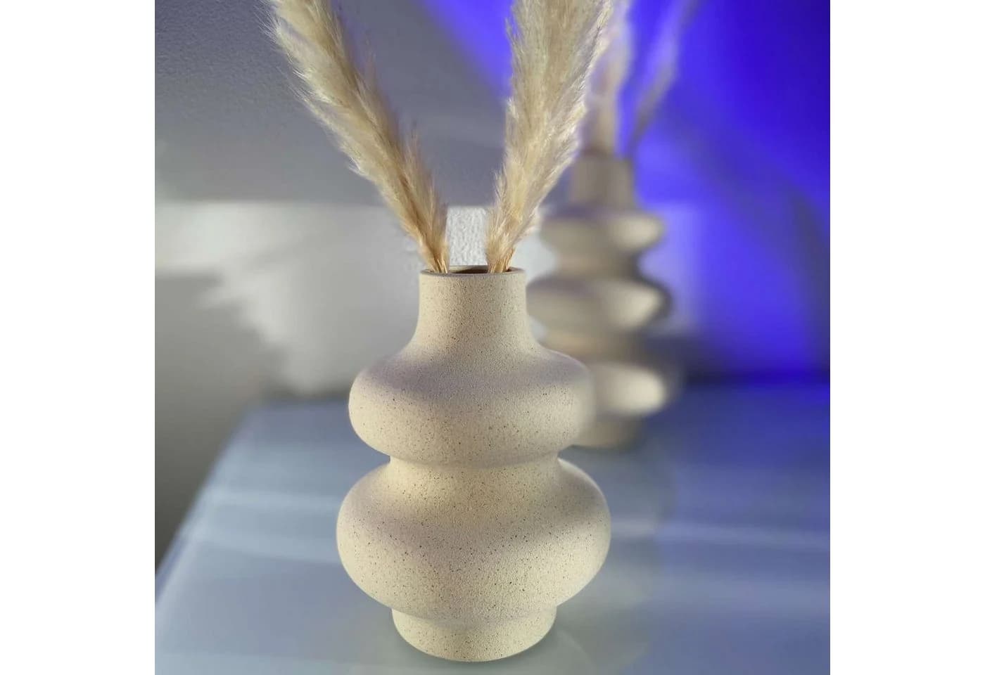 Intirilife Keramikvase Creme Weiß Spiraldesign 11.5 x 15.5 cm - Bild 4
