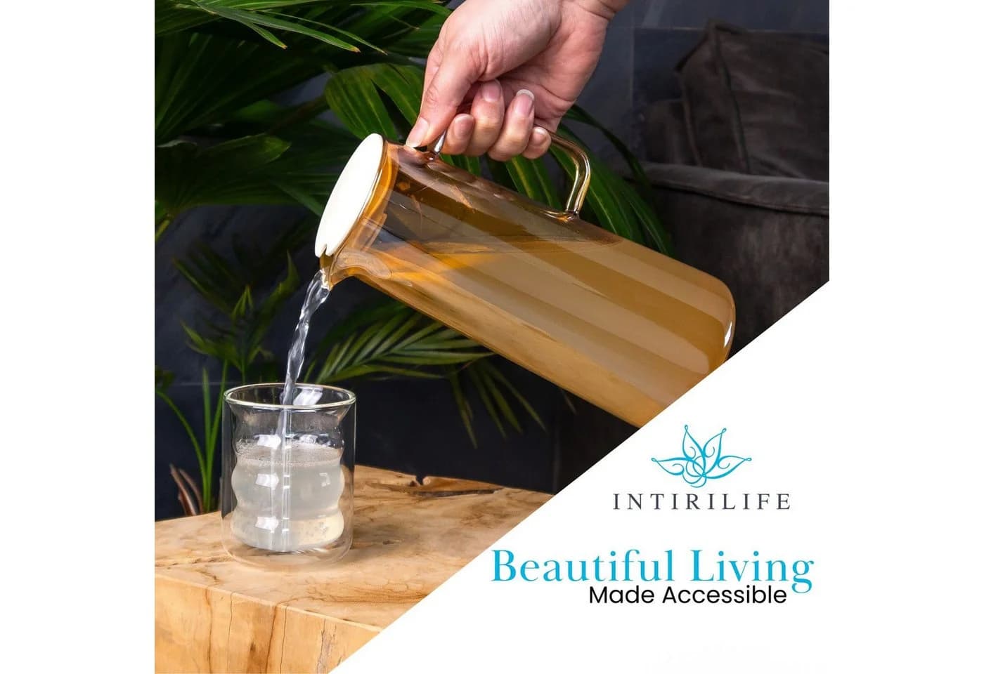 Intirilife Glaskaraffe mit Fruchtsieb 1.4 L