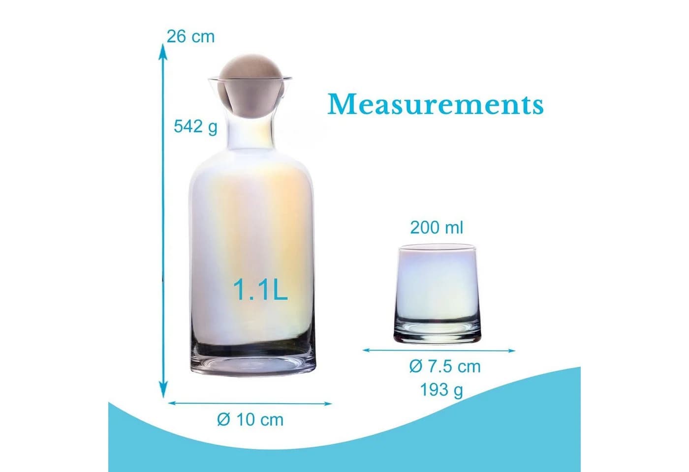 Intirilife Karaffe 5-tlg. mit 4 Gläsern, Glas, Modern - Bild 4