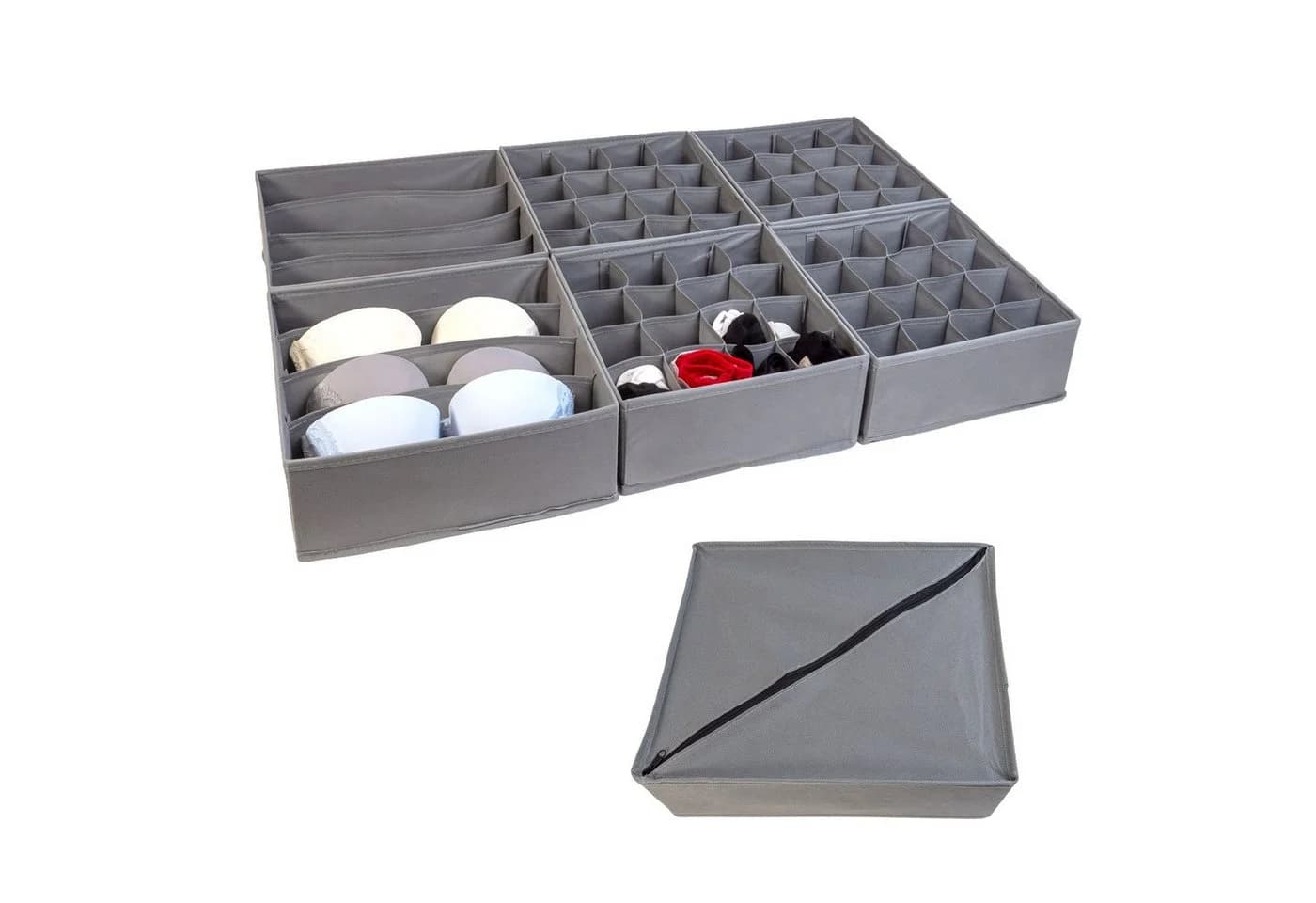 Intirilife Aufbewahrungsbox Set Grau Vlies Organizer - Bild 2