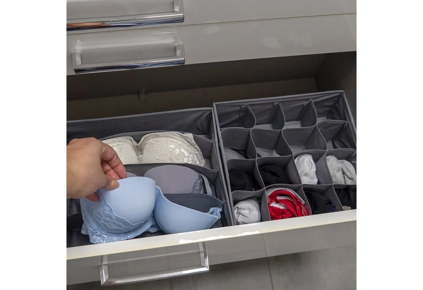 Intirilife Aufbewahrungsbox Set Grau Vlies Organizer - Bild 4