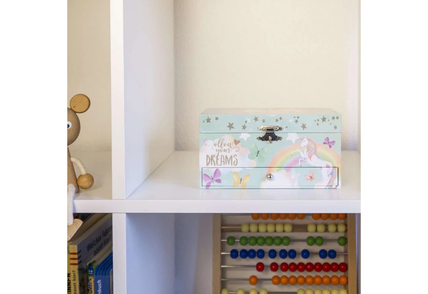 Intirilife Schmuckkasten mit Spieluhr Einhorn Kinder Holz Samt Rosa - Bild 4