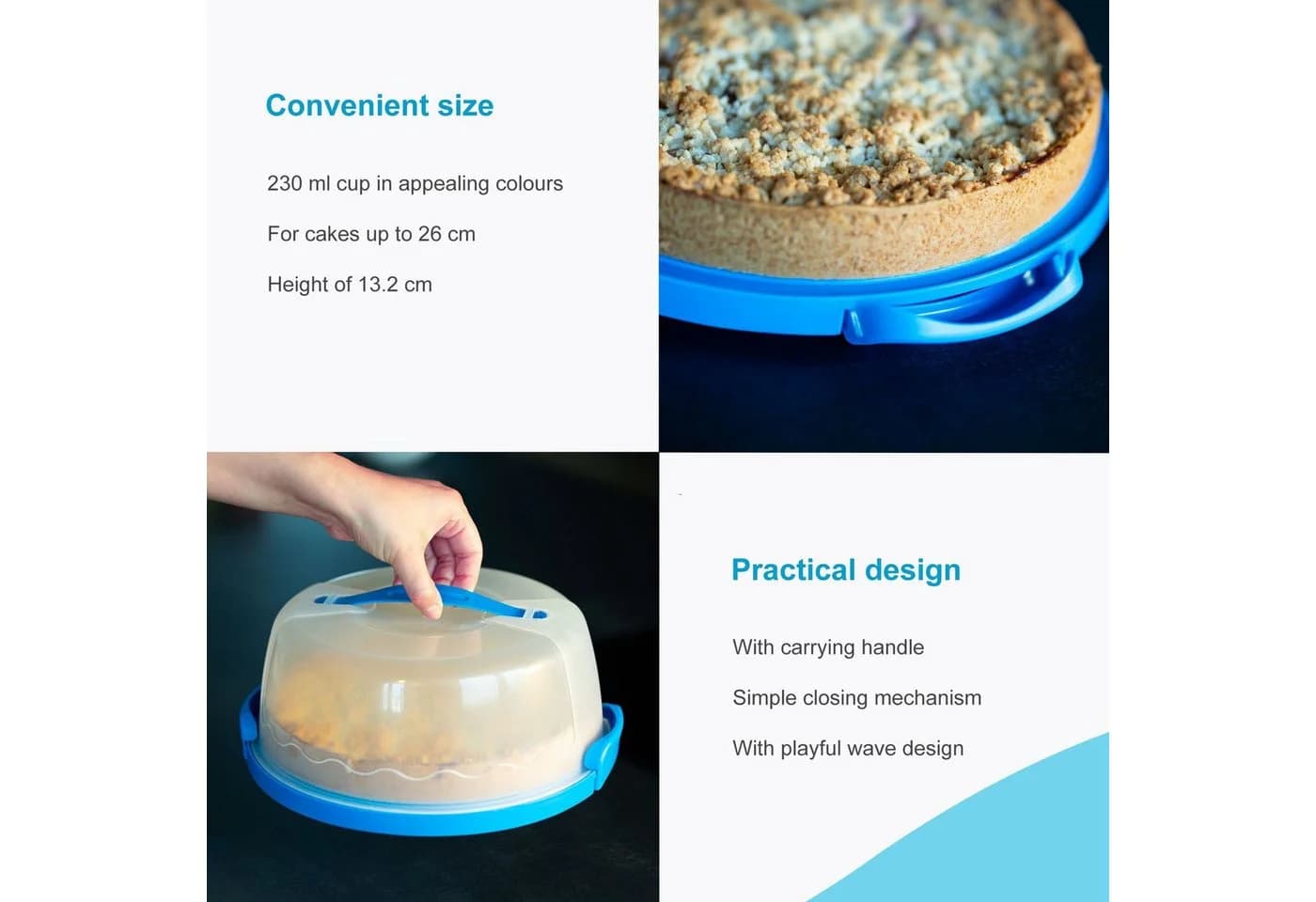 Intirilife Kuchentransportbox Blau Transparent mit Klickverschluss - Bild 5
