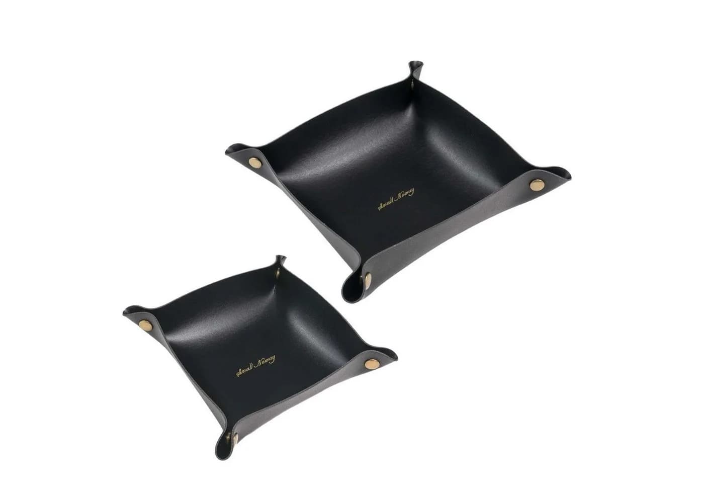 Intirilife Dekoschale Set 2 St. Taschenleerer Schwarz Kunstleder - Bild 2