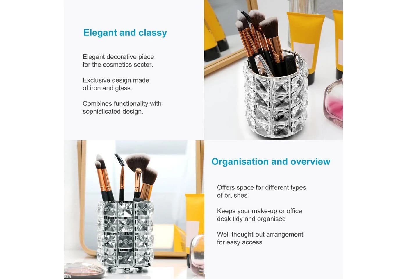 Intirilife Make-Up Organizer 1-tlg. Pinselhalter Eisen und Glas - Bild 3