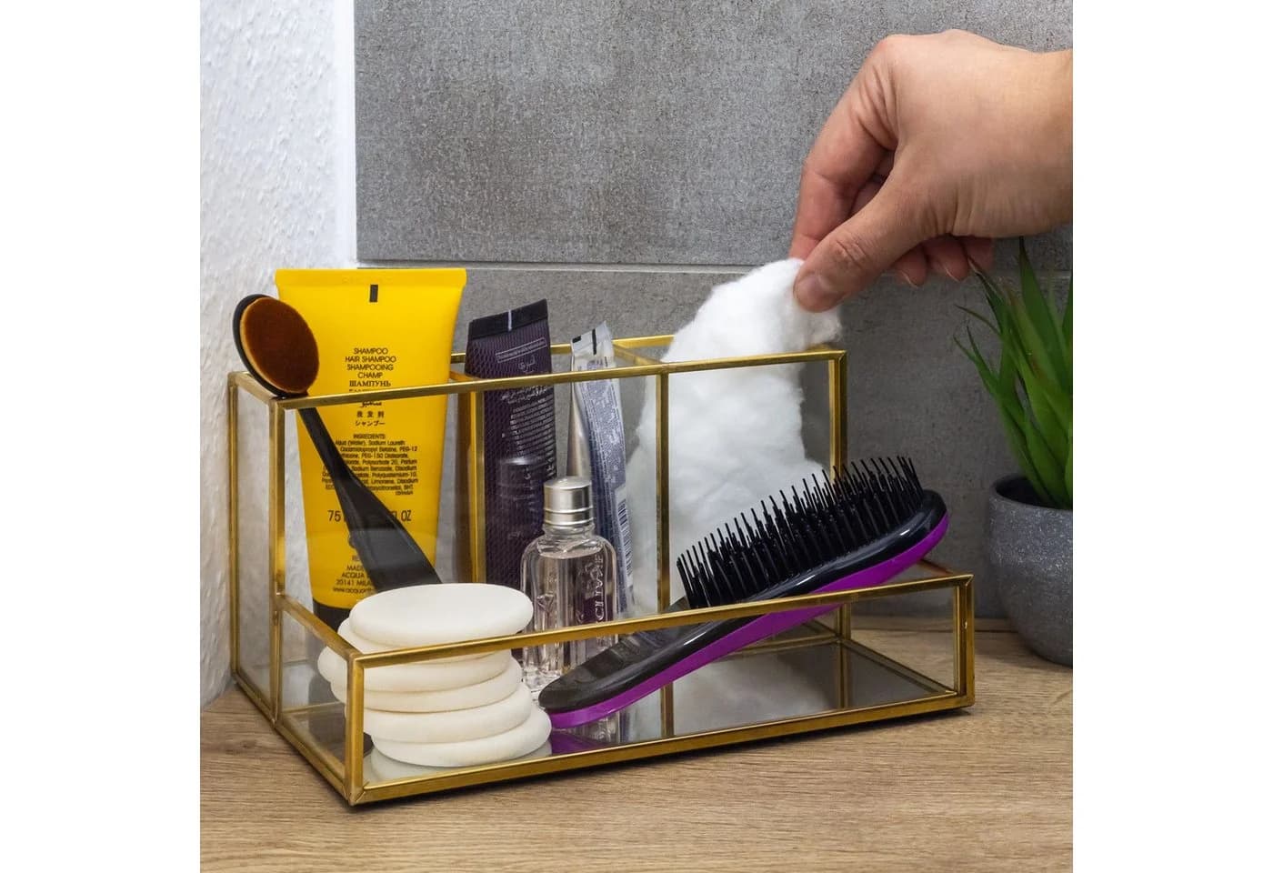 Intirilife Make-Up Organizer Glas Goldrand Spiegelboden - Bild 4