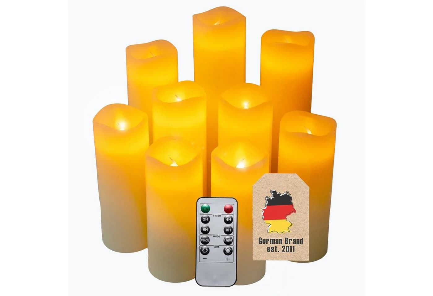 Intirilife LED-Kerzenset 9-tlg. Natural Weiß mit Fernbedienung - Bild 2