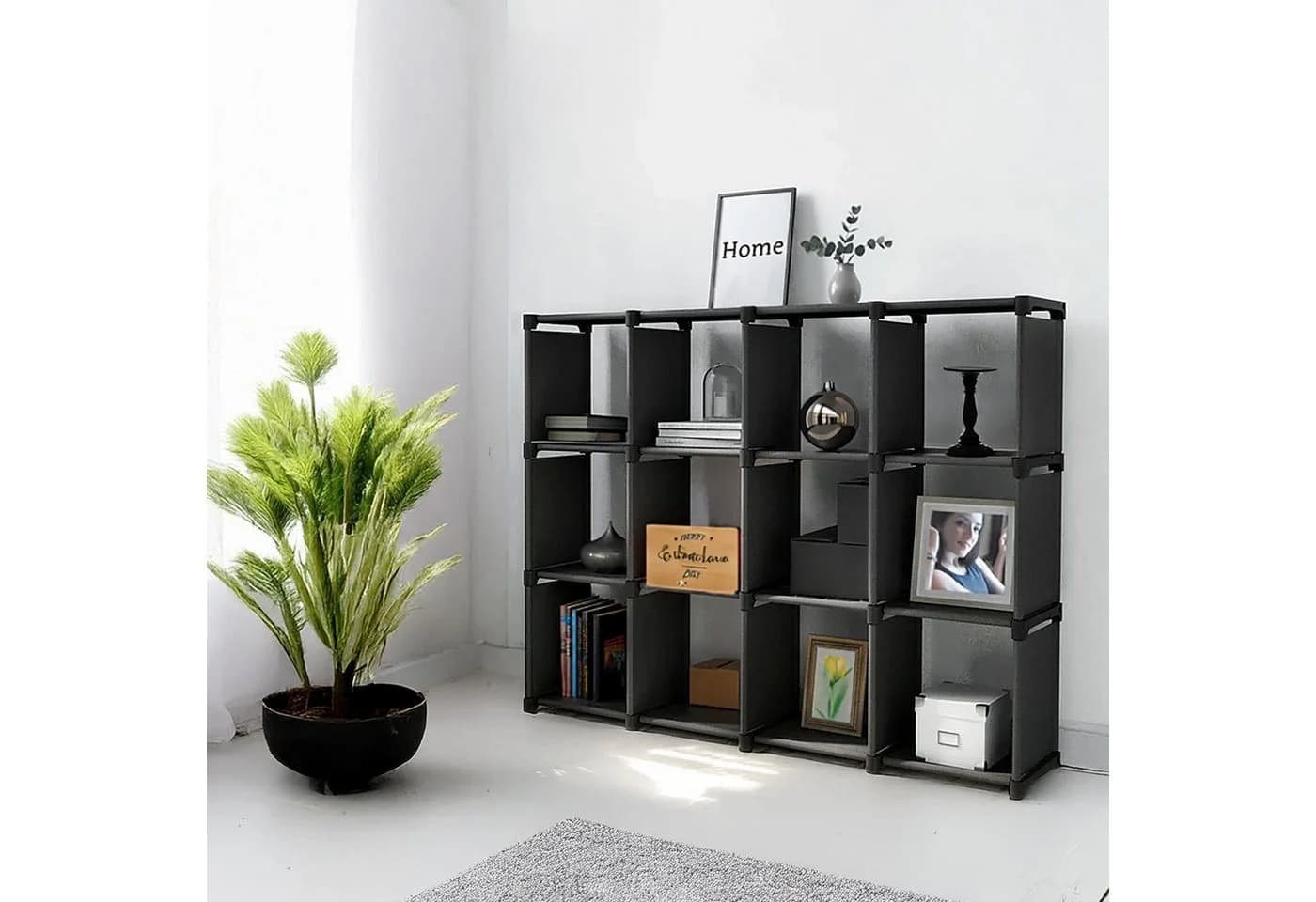 Intirilife Steckregal Schwarz 12 Fächer Modular - Bild 4