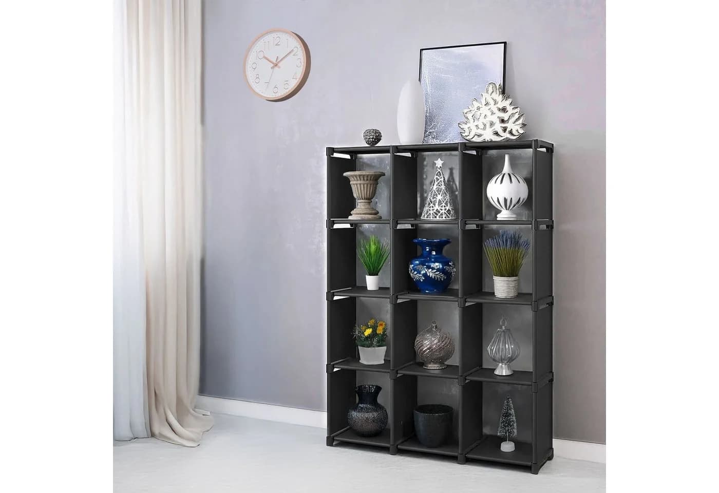 Intirilife Steckregal Schwarz 12 Fächer Modular - Bild 5