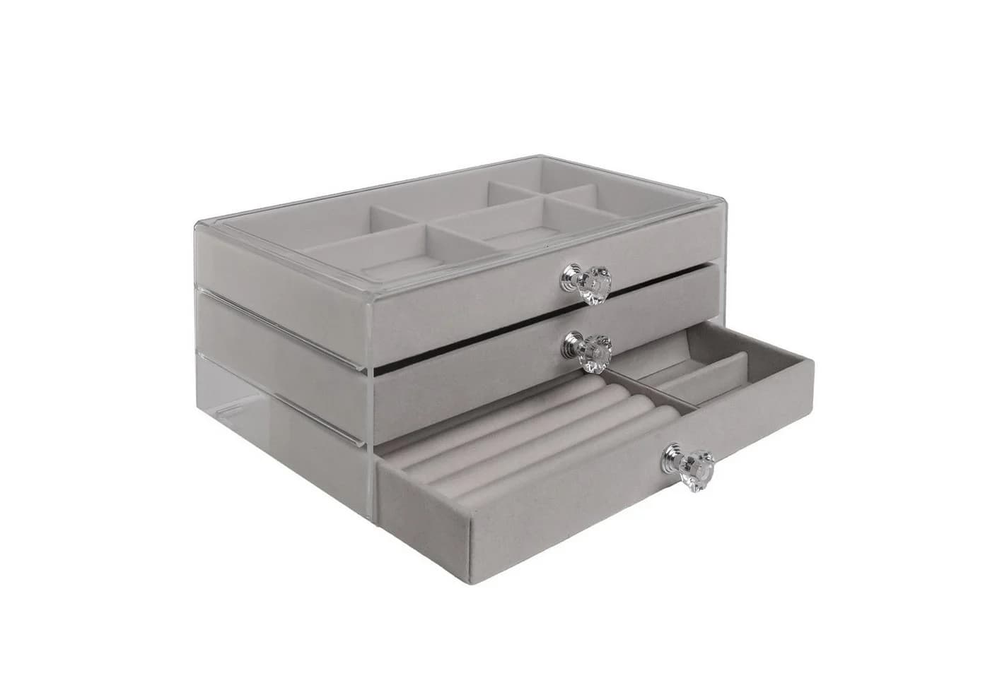 Intirilife Schmuckkasten Grau mit 3 Schubladen - Bild 2