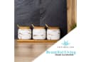 Intirilife Zuckerdose Set 3-tlg. Keramik Weiß Gold mit Holzdeckel Bild 1