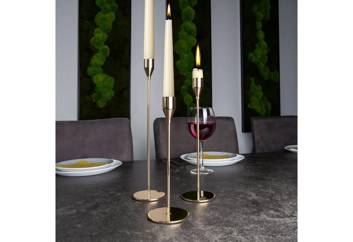Intirilife Kerzenständer Set 3-tlg. Metall Roségold - Bild 5