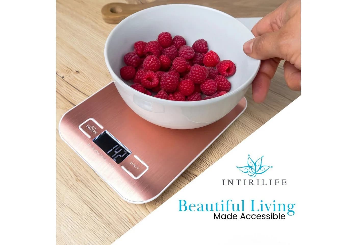 Intirilife Küchenwaage Rosa mit LCD Display und TARA Funktion