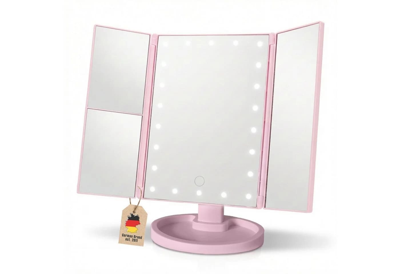 Intirilife Schminkspiegel mit LED-Beleuchtung und 3-fach Vergrößerung Pink - Bild 2