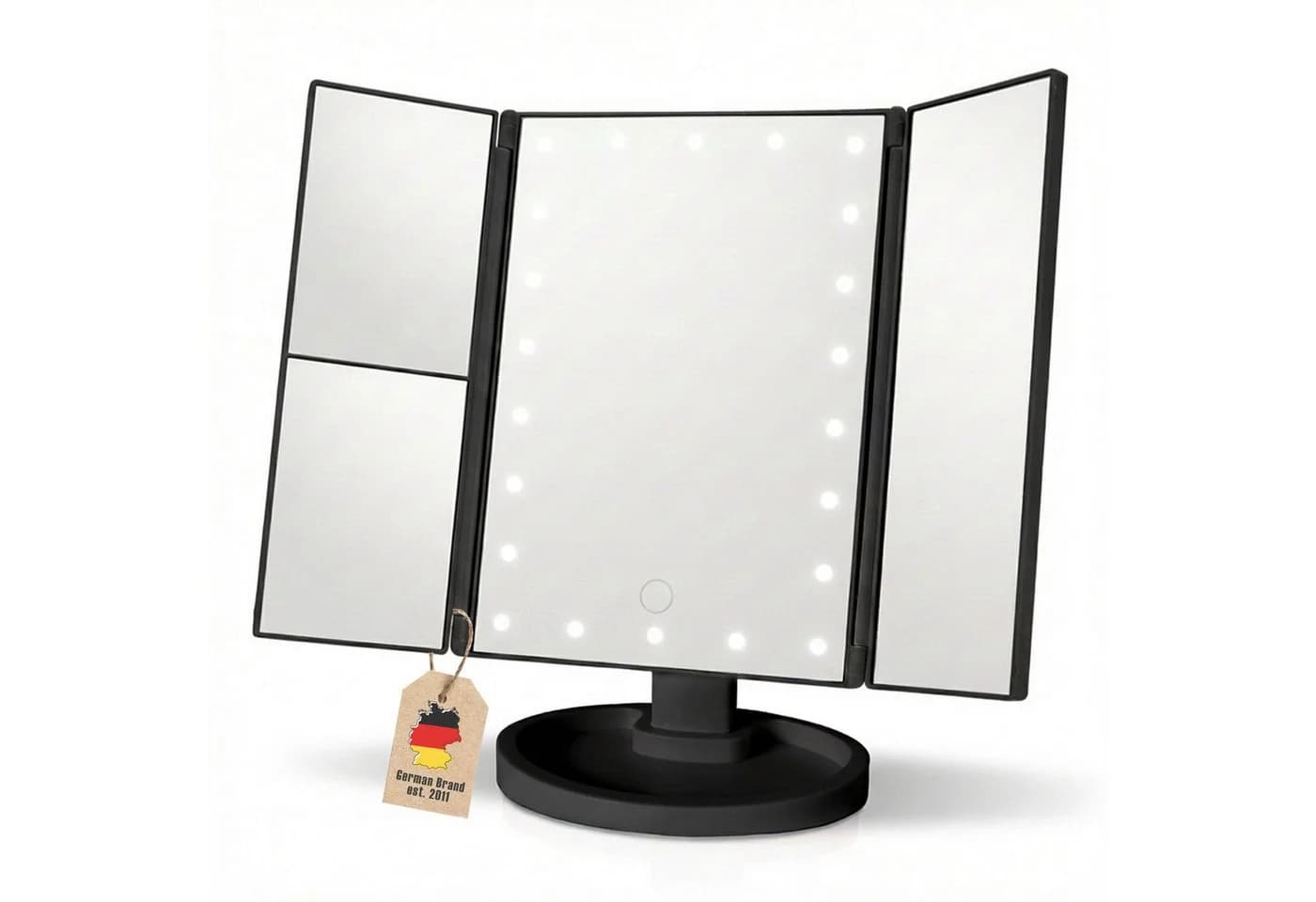 Intirilife LED-Schminkspiegel Schwarz mit 22 LEDs & 3-fach Vergrößerung - Bild 2