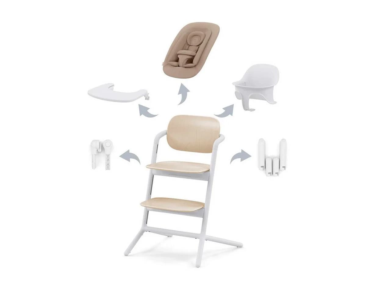 Cybex Lemo 2.0 Hochstuhl 4in1 Set mit Neugeborenenset Weiß/Beige - Bild 2