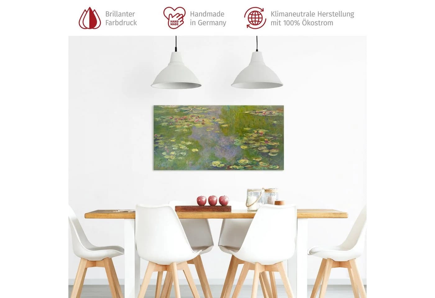 Bilderdepot24 Leinwandbild Claude Monet Grüne Seerosen grün