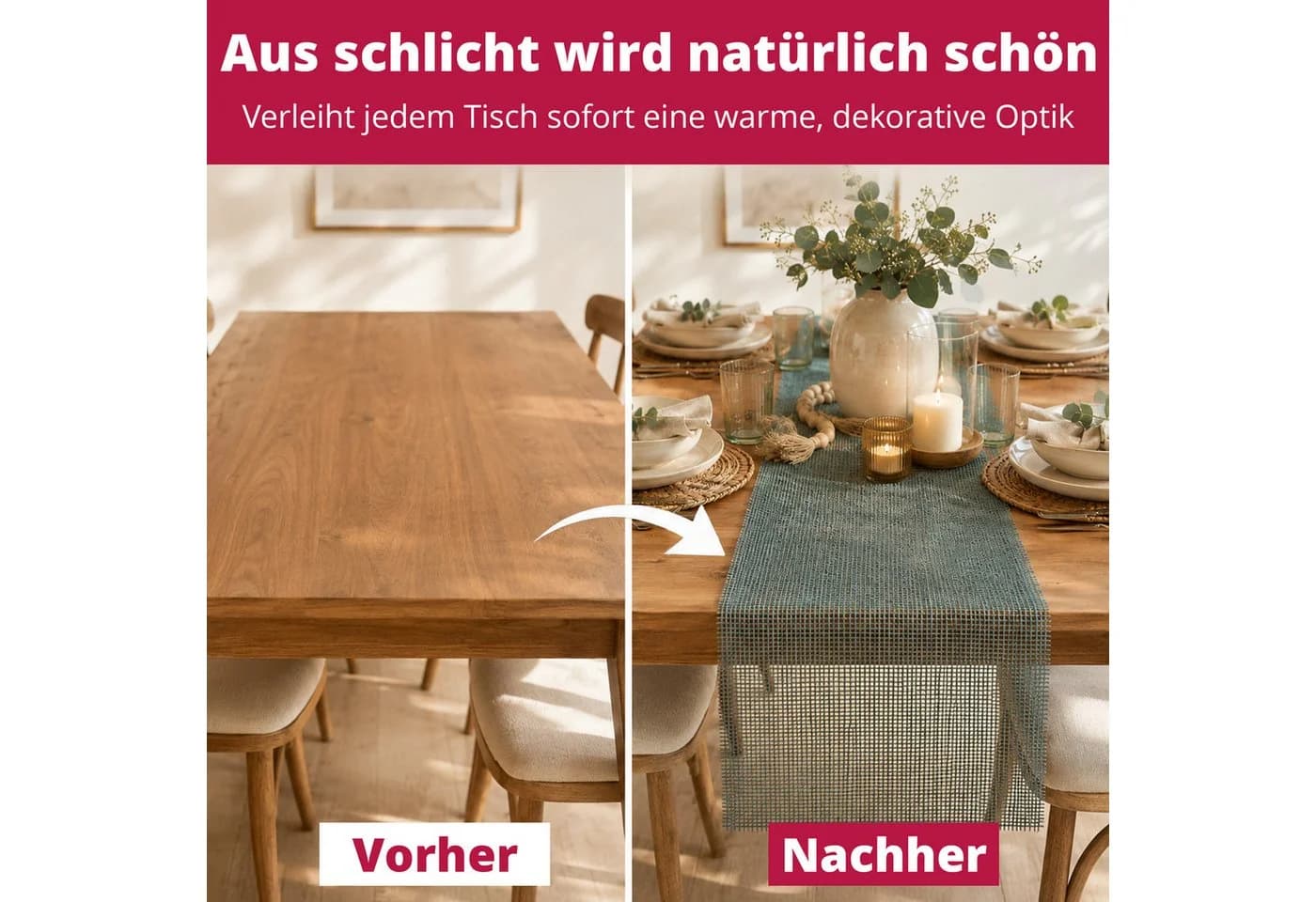 DecoHomeTextil Tischläufer SIZO® Deco Jute Rot - Bild 5