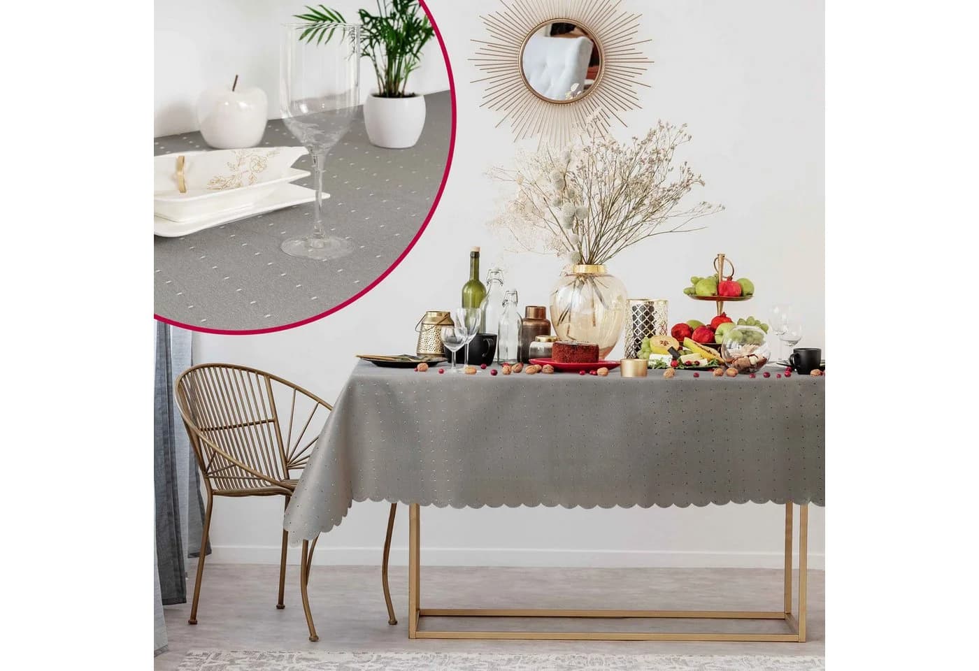 DecoHomeTextil Tischdecke Punkte Muster Weiß Polyester - Bild 4