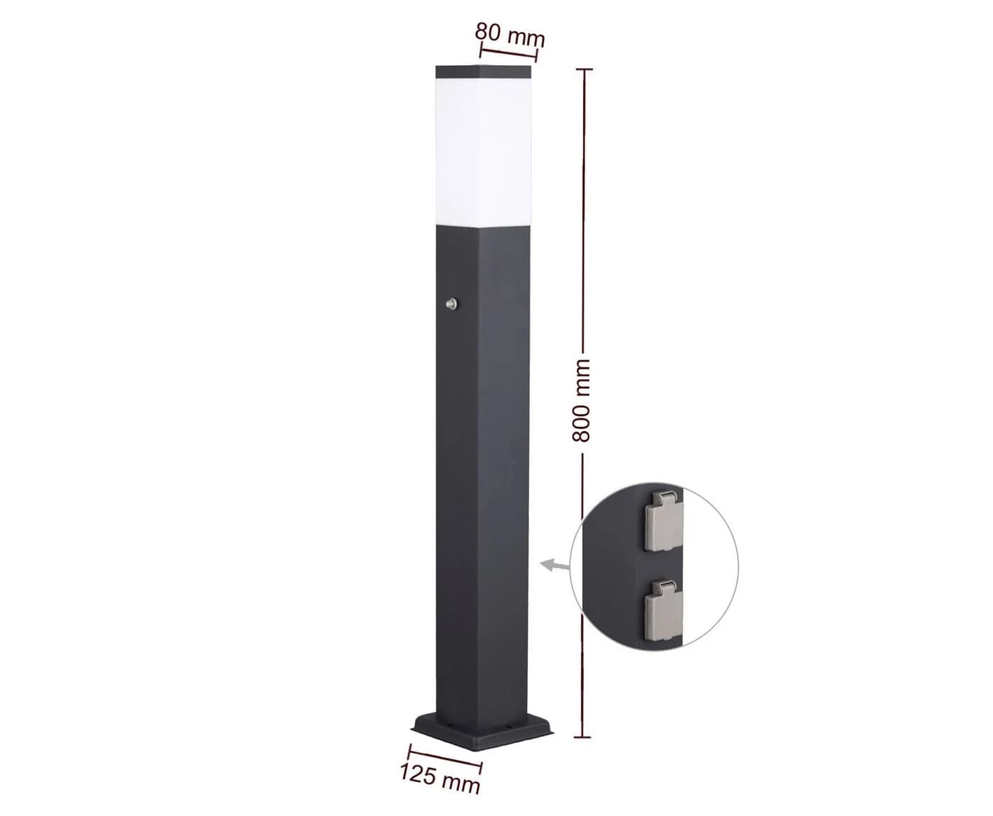 G&L Gartensteckdose LED Pollerleuchte IP44 Edelstahl Anthrazit