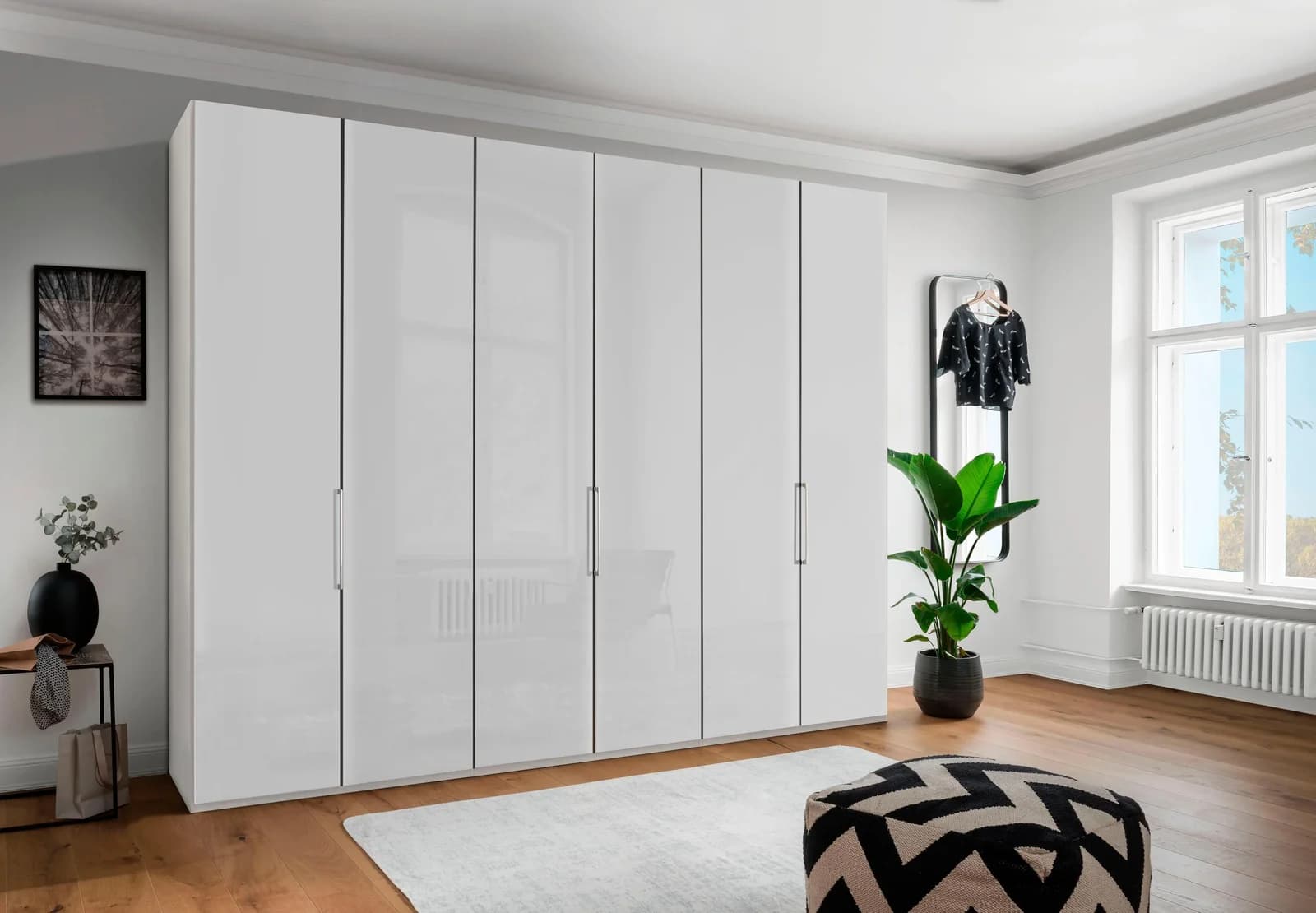 WIEMANN Monaco Falttürenschrank Weiß Glas 6-tlg.