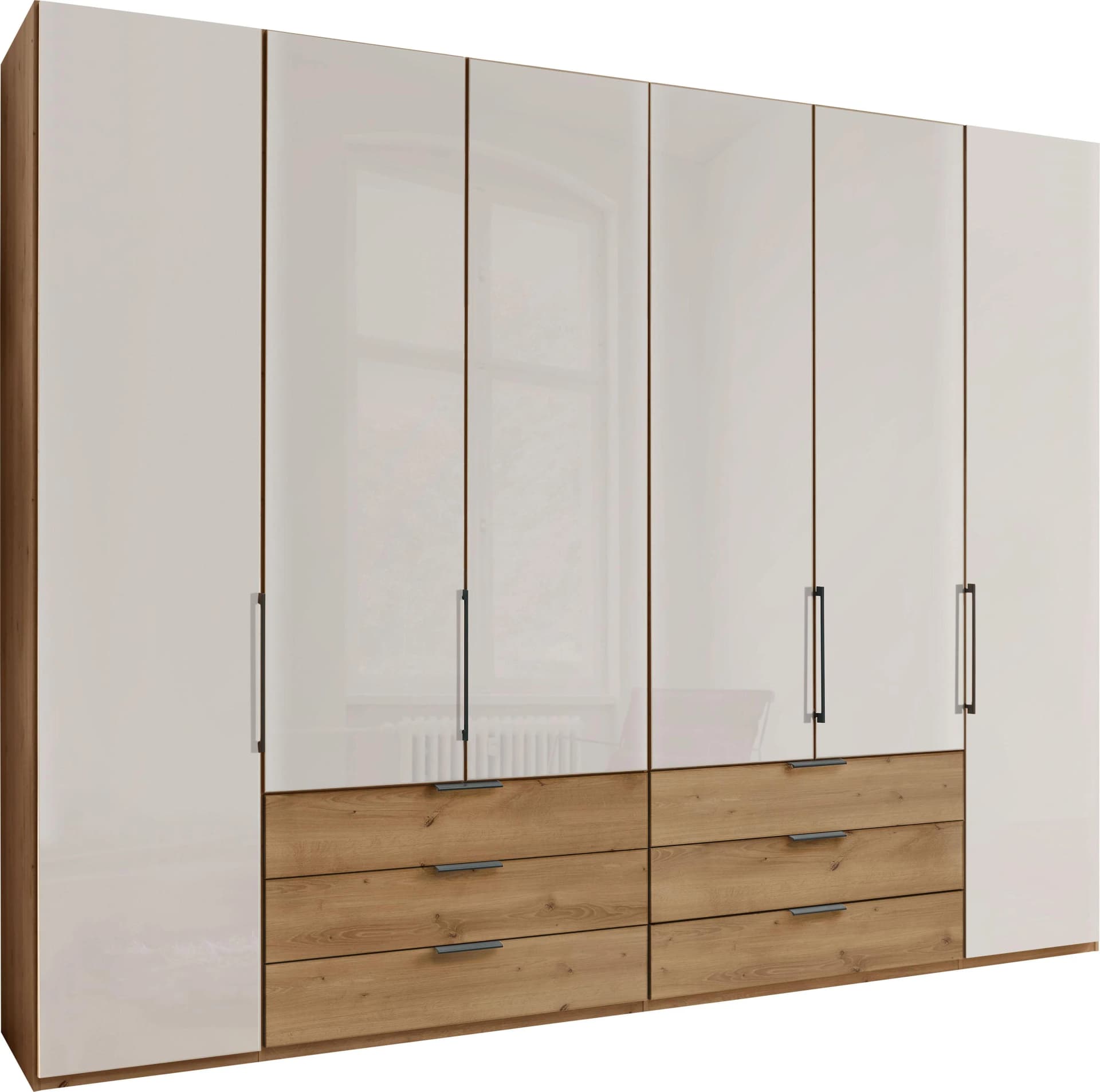 WIEMANN Monaco Falttürenschrank mit Glasfront und Soft-Close Schubladen
