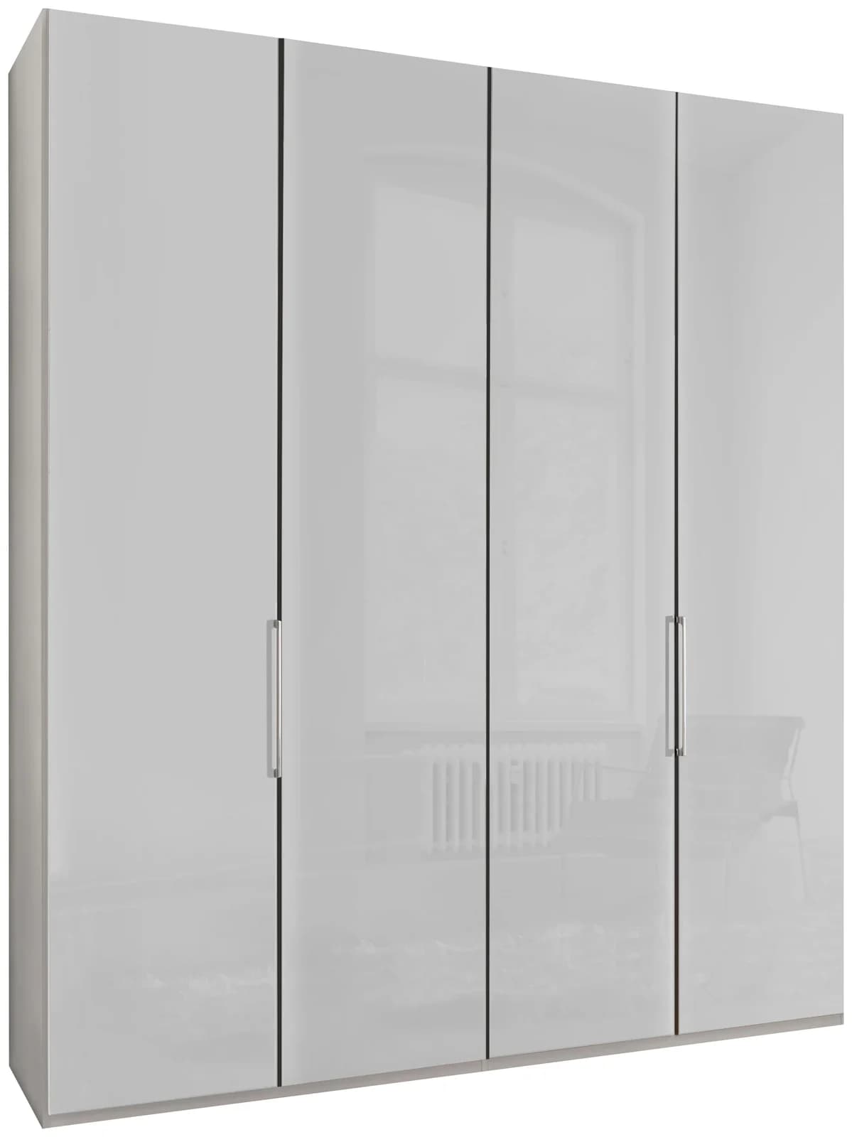 WIEMANN Kleiderschrank Monaco Weiß Glasfront 4 Türen