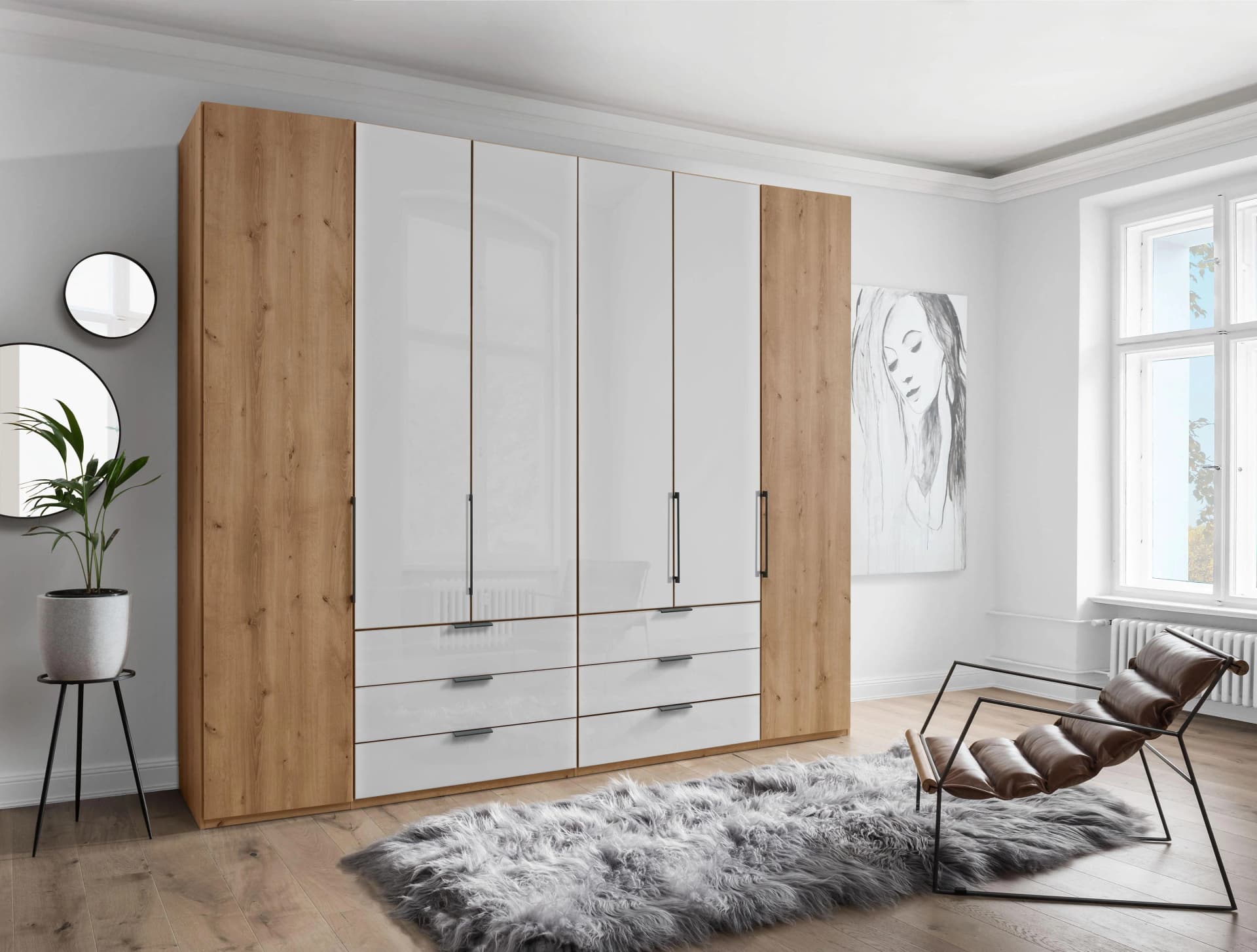Falttürenschrank WIEMANN Monaco Braun mit Glasfront