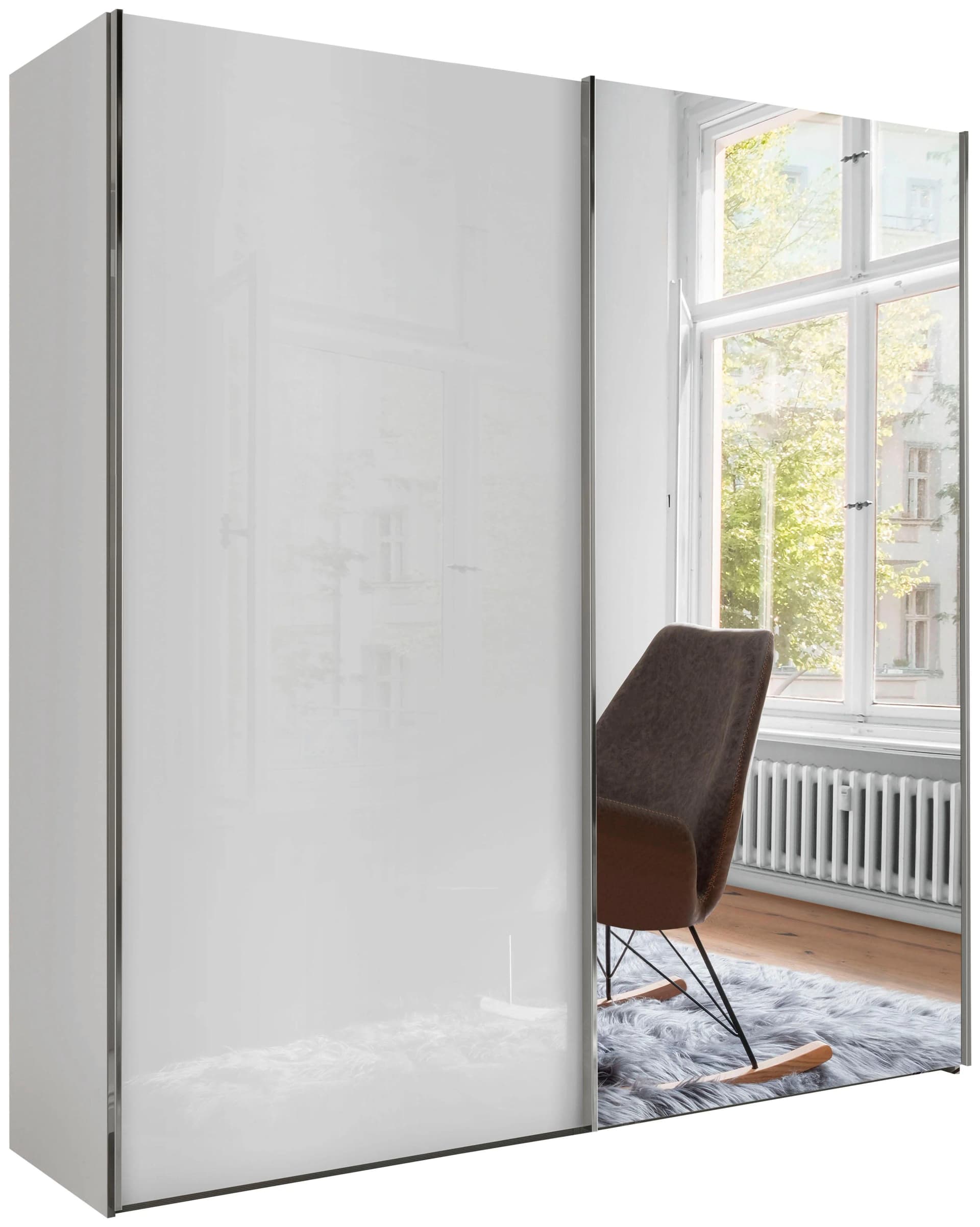 WIEMANN Monaco Schwebetürenschrank Weiß Glasfront
