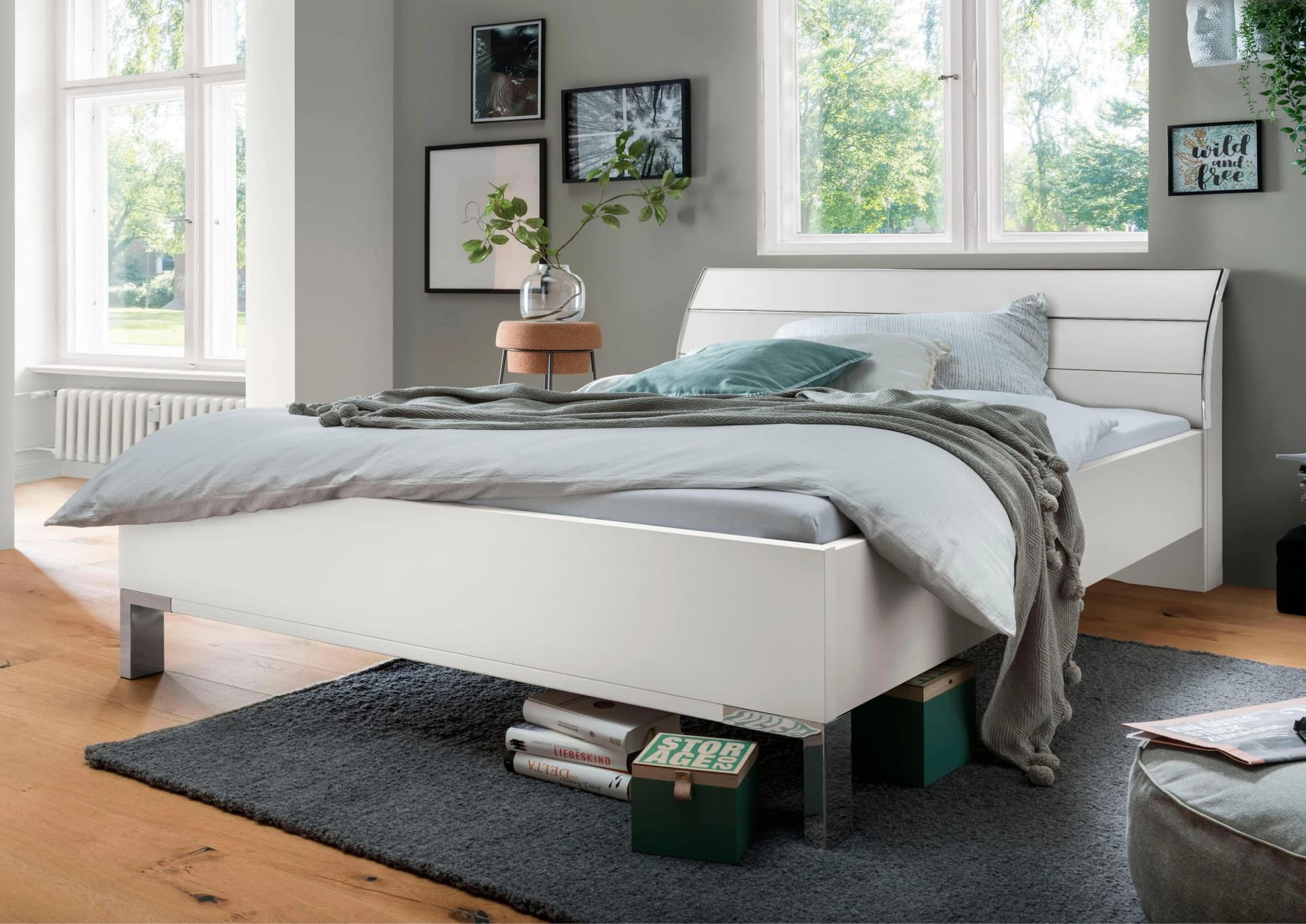 Futonbett WIEMANN Monaco 4-fach höhenverstellbar Weiß Chrom