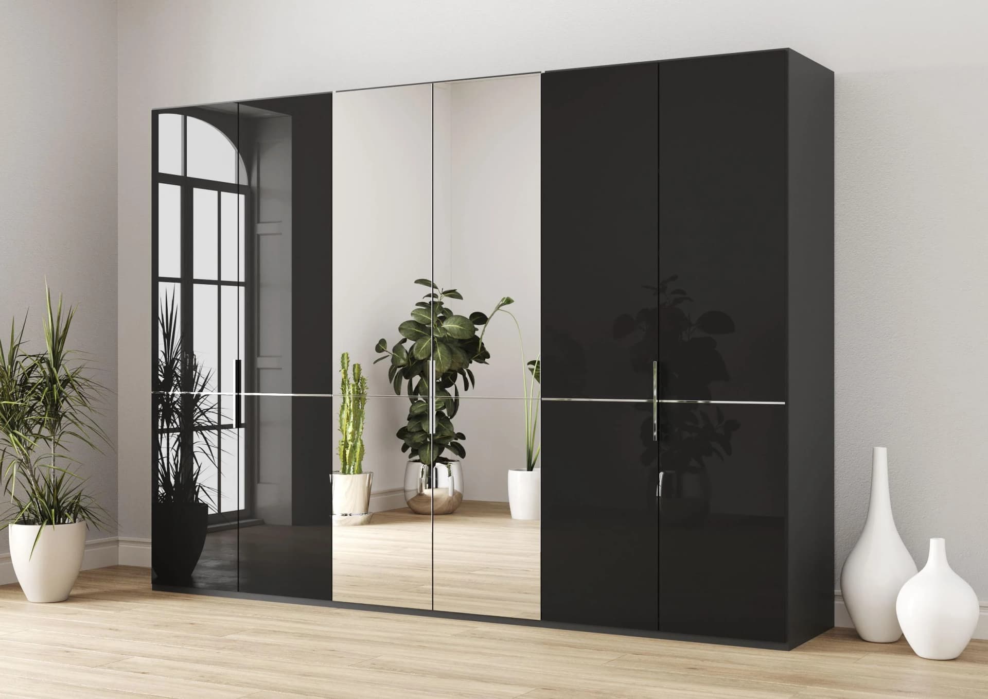 MUSTERRING Kleiderschrank Imola W Graphit Glas Spiegeltüren