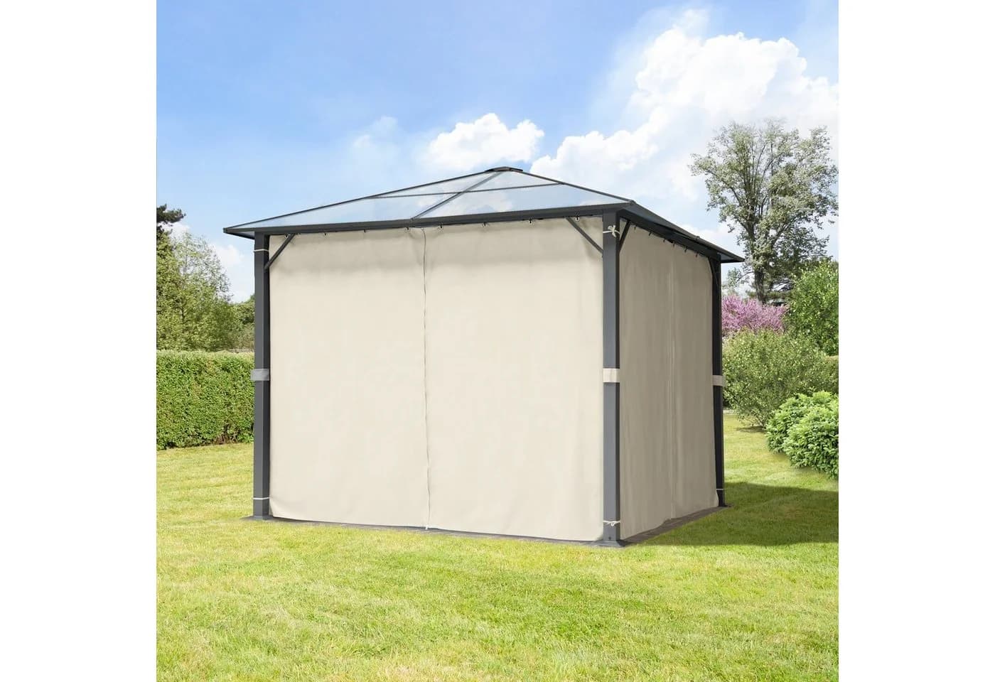 TOOLPORT Hardtop Gartenpavillon Moonlight Deluxe 3x3 m Creme mit Seitenteilen - Bild 5