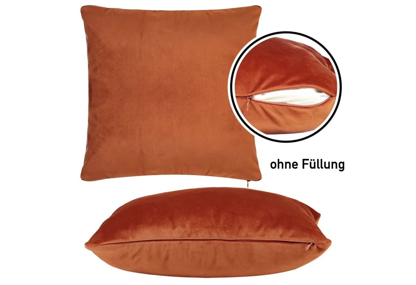 BARBONS Kissenbezug Rostbraun Samt Mikrofaser 2 Stück - Bild 3