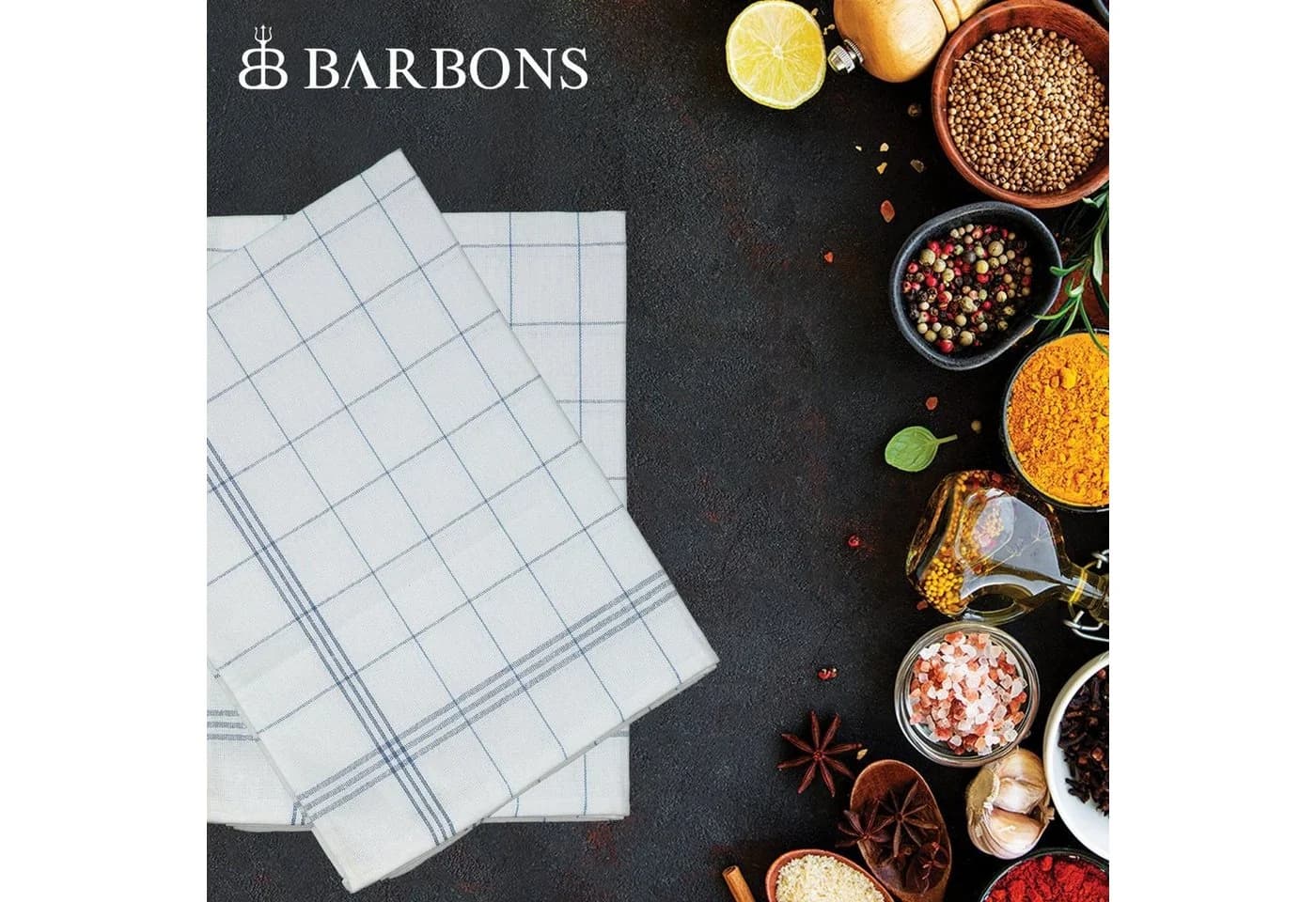 BARBONS Geschirrtuch Set 10-tlg Schwarz 100% Baumwolle Premium - Bild 5