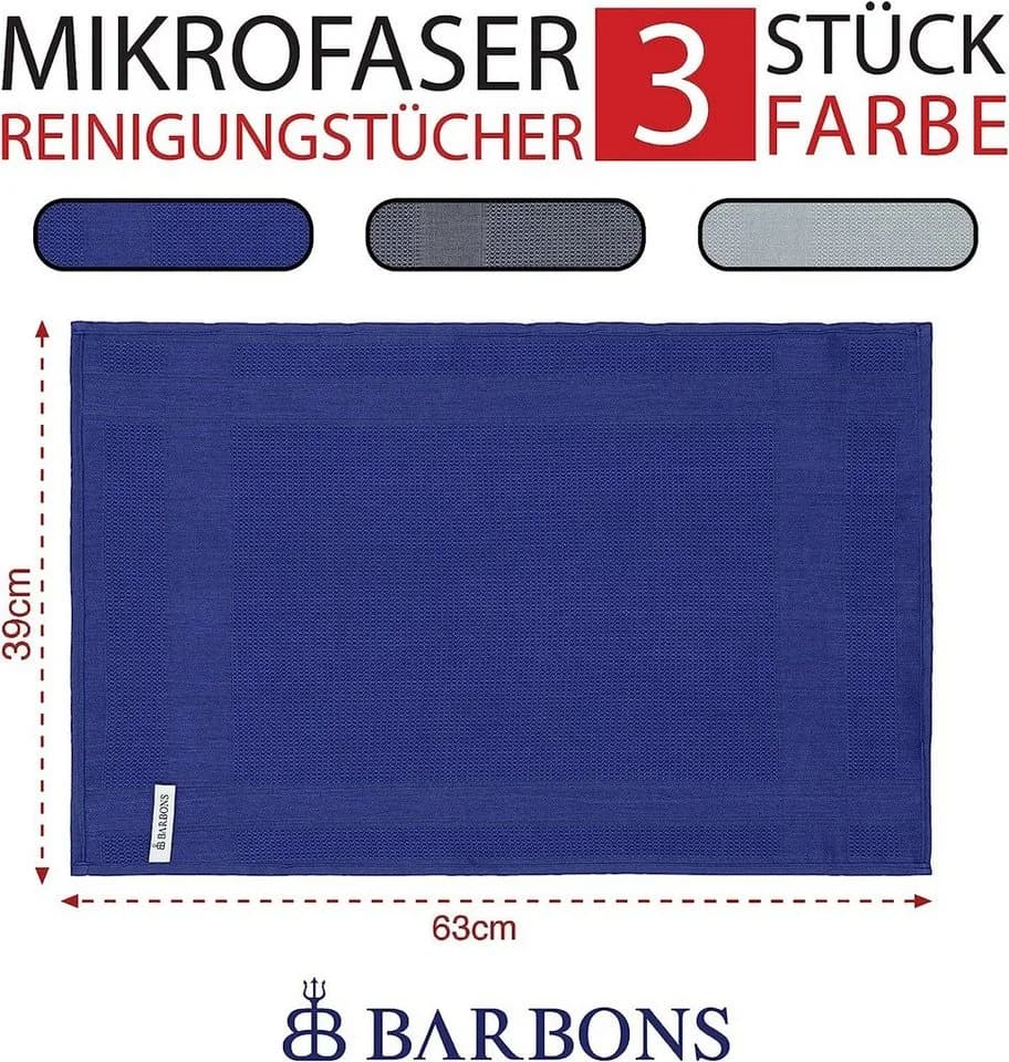 BARBONS Mikrofasertuch 3-tlg. Grau 60x40 cm Allzweckputzer