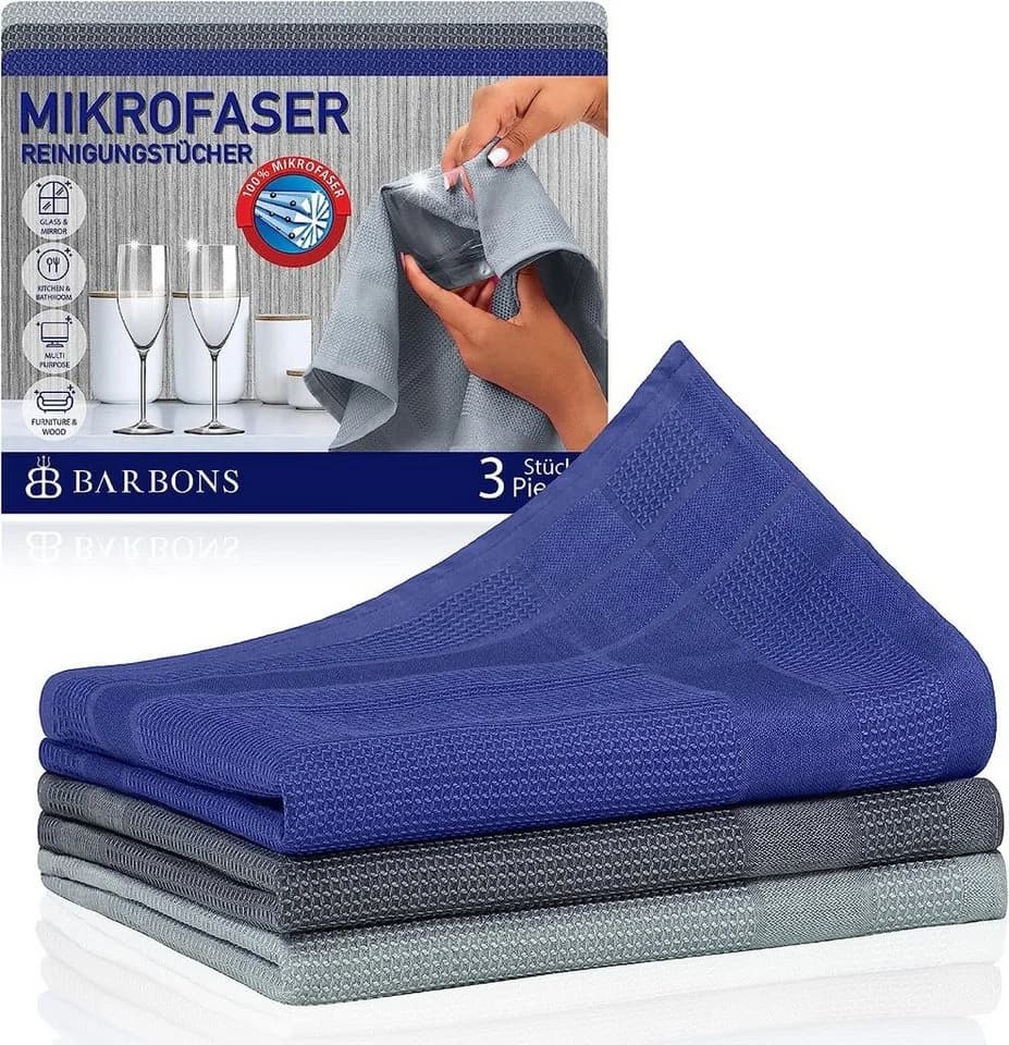 BARBONS Mikrofasertuch 3-tlg. Grau 60x40 cm Allzweckputzer - Bild 2