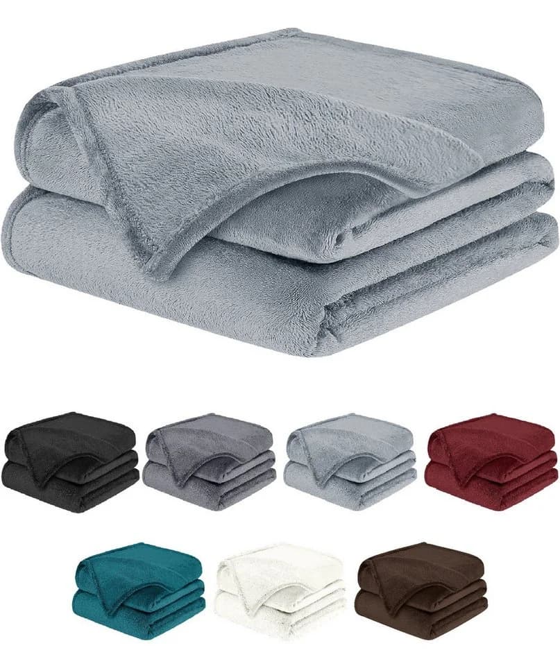 BARBONS Wohndecke Grau Flauschig Kuscheldecke Polyester - Bild 2