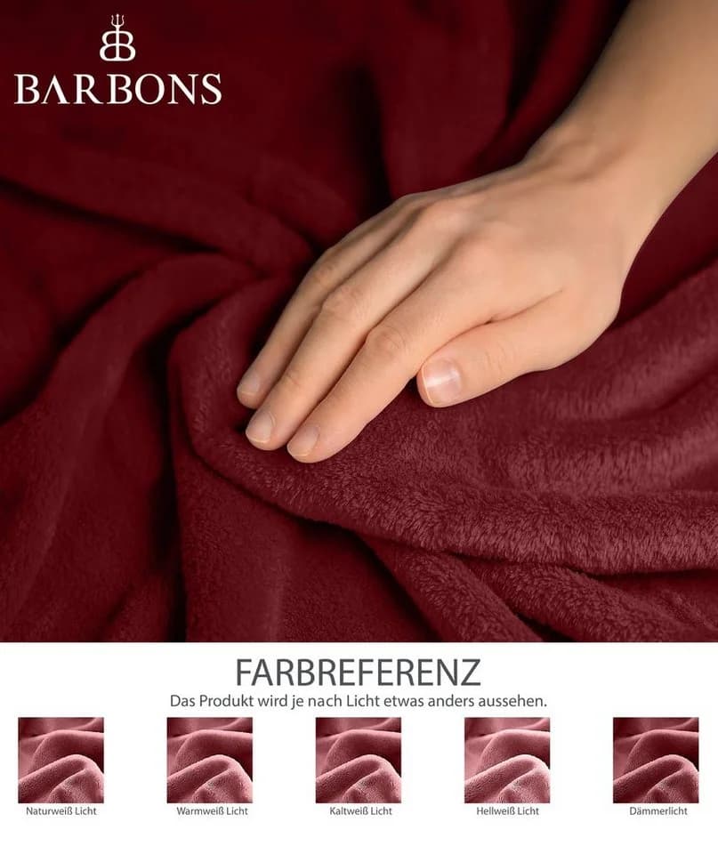 BARBONS Wohndecke Flauschig Kuscheldecke Rot 100% Polyester