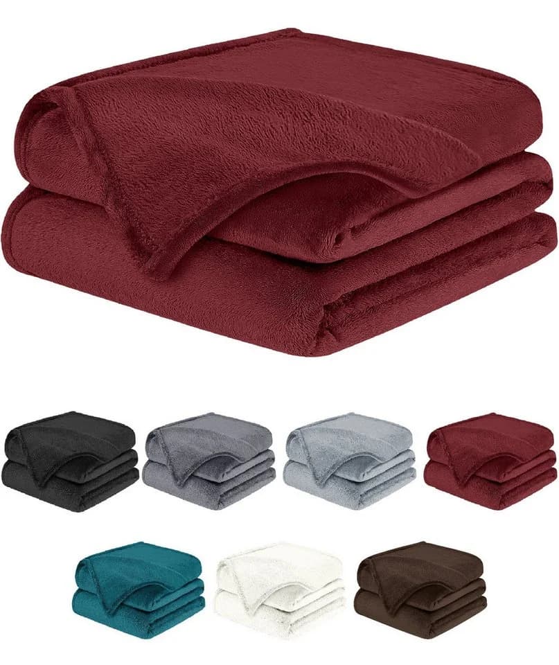 BARBONS Wohndecke Flauschig Kuscheldecke Rot 100% Polyester - Bild 2