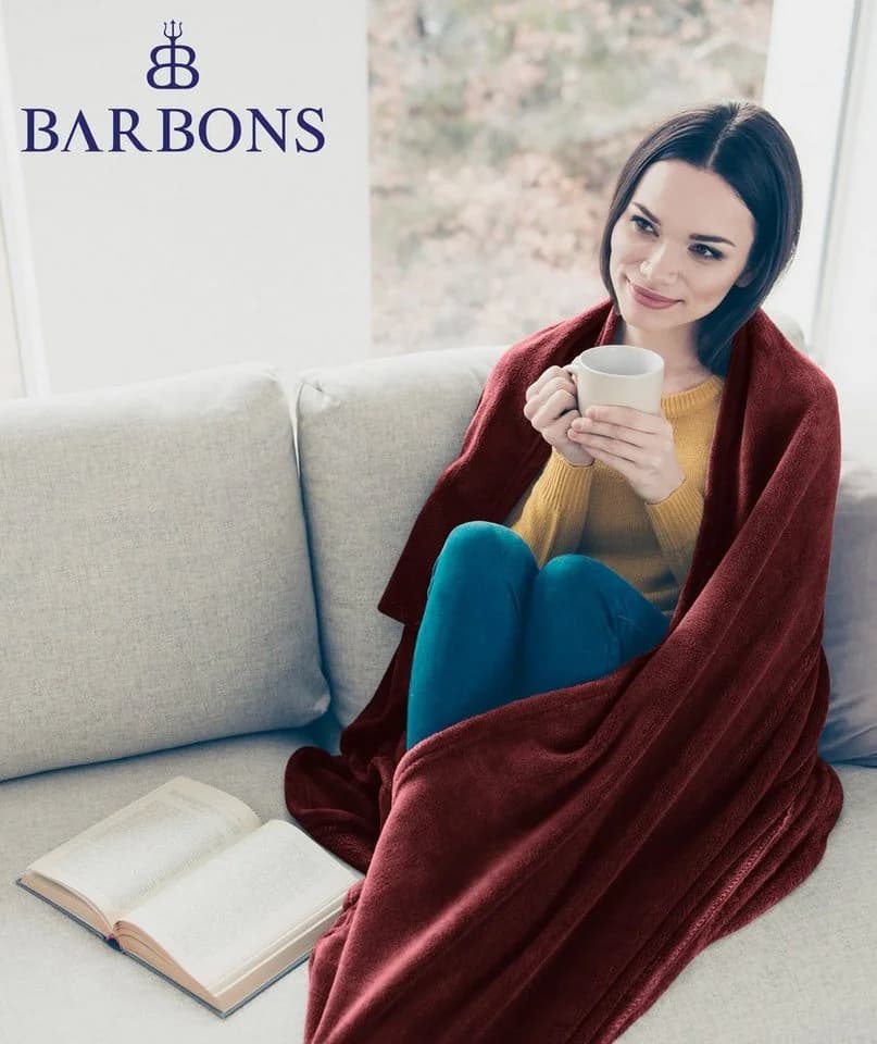 BARBONS Wohndecke Flauschig Kuscheldecke Rot 100% Polyester - Bild 4