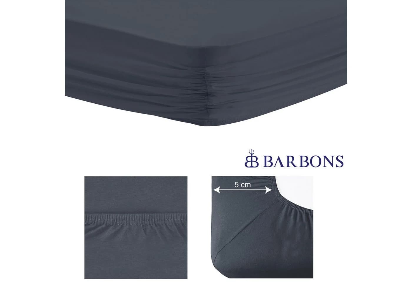 BARBONS Spannbettlaken Jersey 100% Baumwolle Dunkelgrau - Bild 4