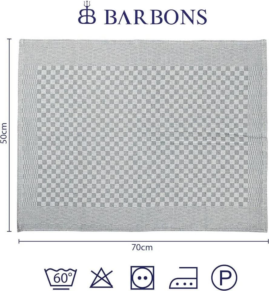 BARBONS Geschirrtuch 6-tlg. Baumwolle Schwarz/Grau Karomuster