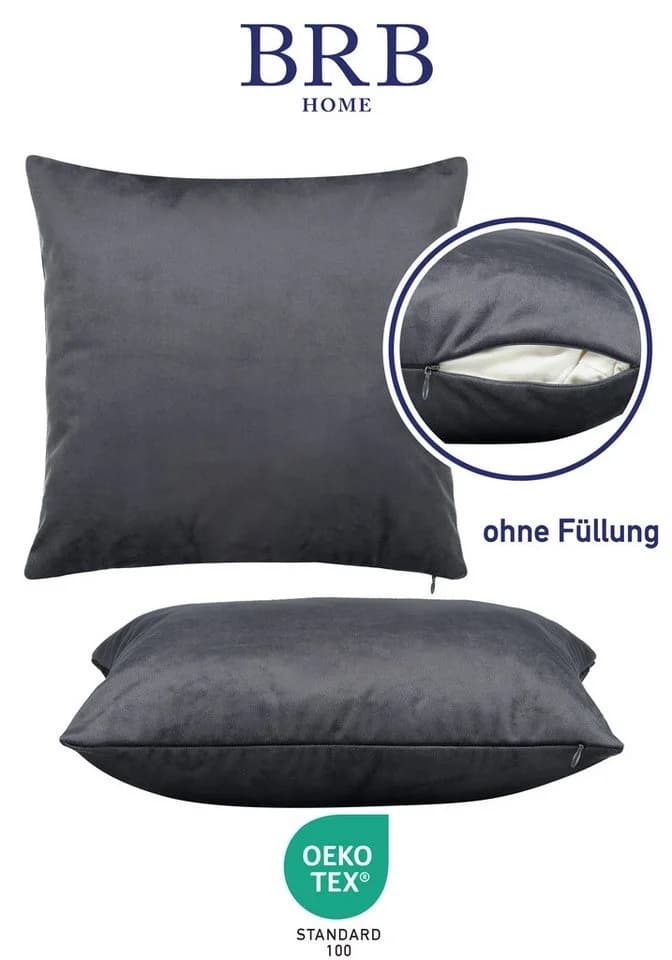 BRB HOME Kissenbezüge Samt Anthrazit 2er Pack - Bild 3