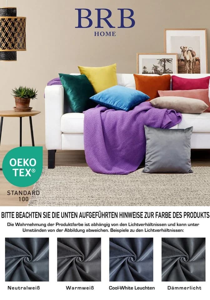 BRB HOME Kissenbezüge Samt Anthrazit 2er Pack - Bild 4