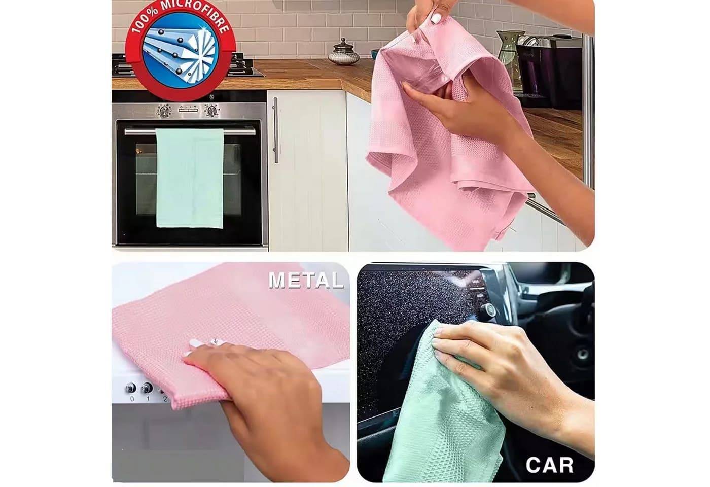 ALARA HOME Mikrofasertücher 3-tlg. Rosa Streifenfrei - Bild 5