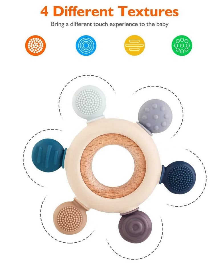ALARA TOYS Beißring BPA-frei Holz & Silikon blau ab 3 Monaten - Bild 5