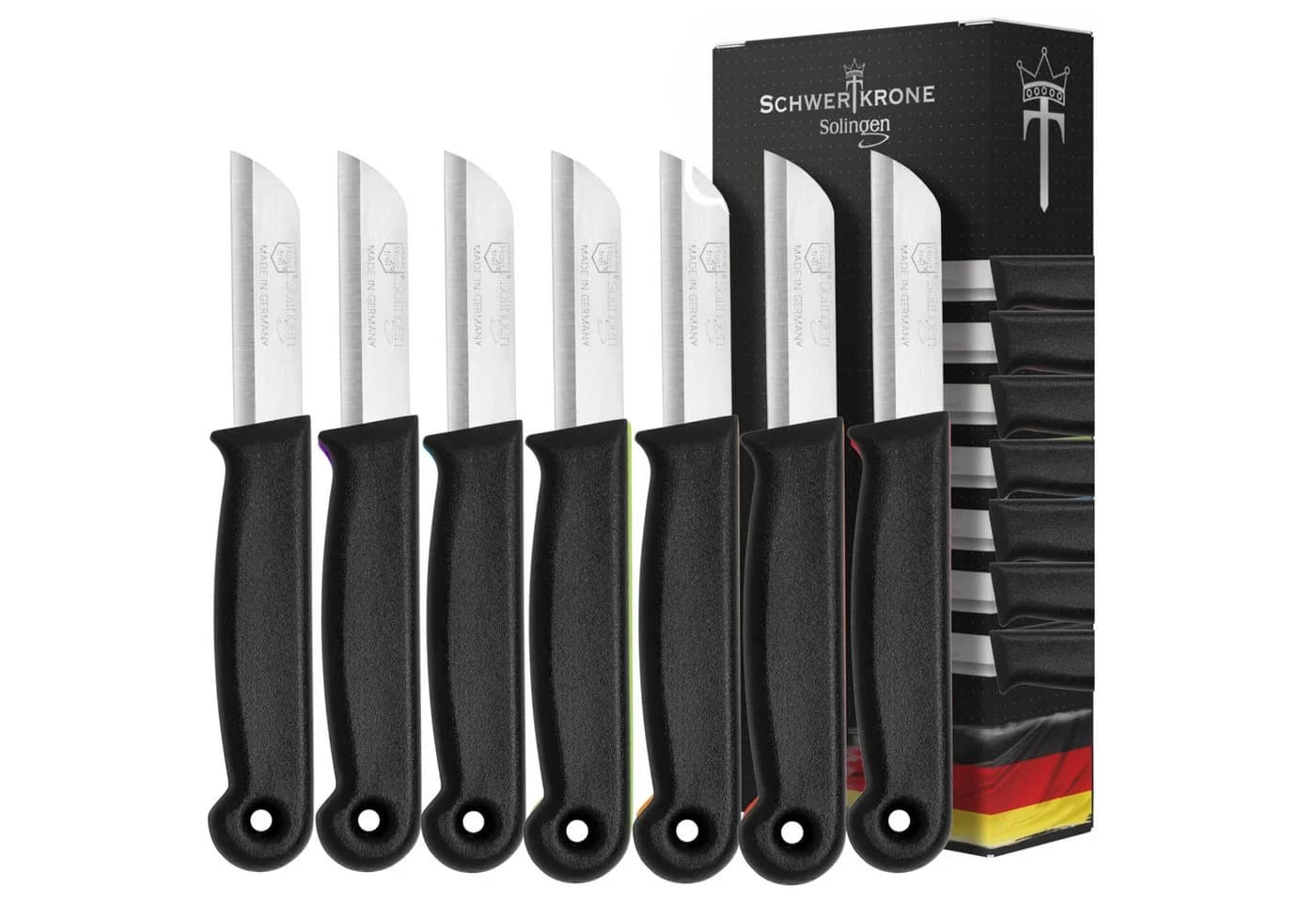 Schwertkrone Schälmesser Set 7-tlg. Schwarz Rostfreier Edelstahl - Bild 2