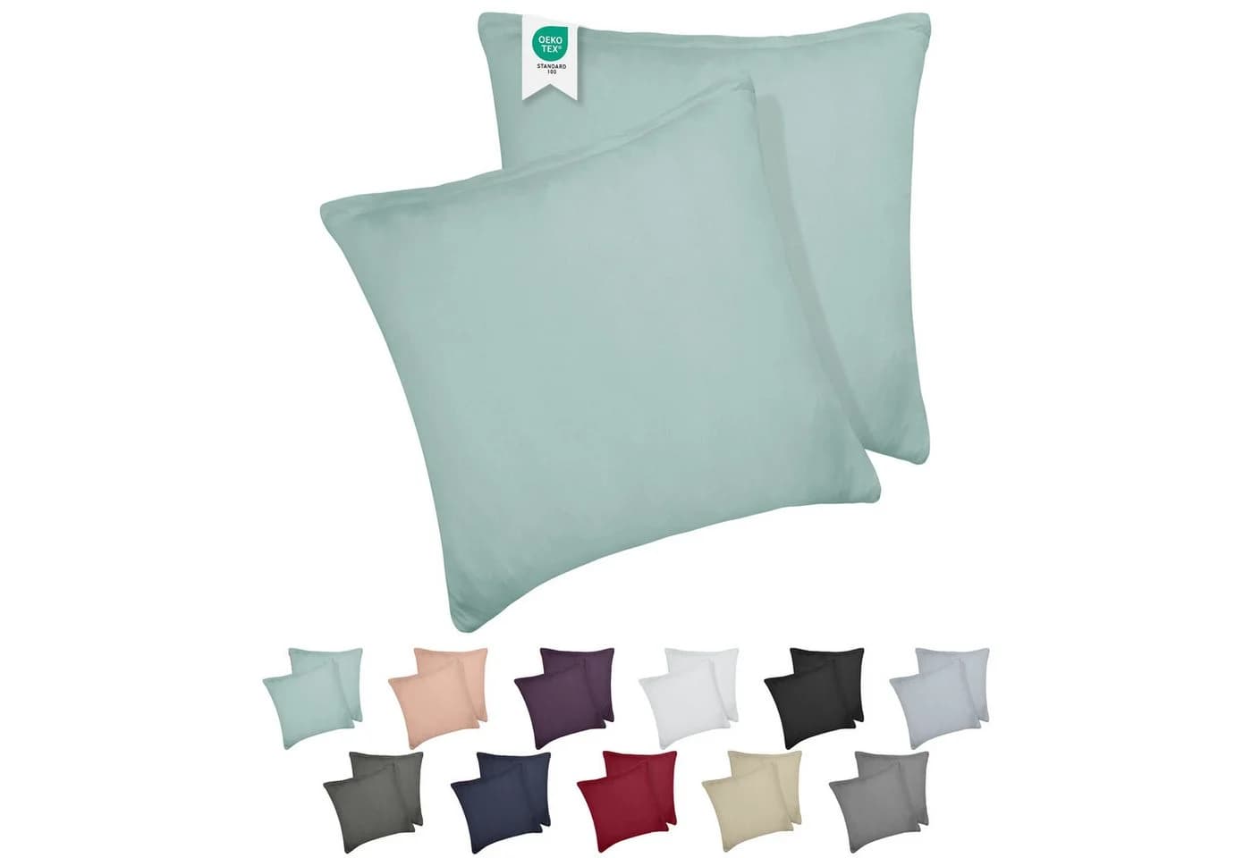 BARBONS Kissenbezug 2er-Set Grün 100% Baumwolle Jersey - Bild 2