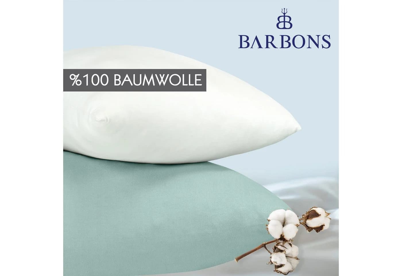 BARBONS Kissenbezug 2er-Set Grün 100% Baumwolle Jersey - Bild 3